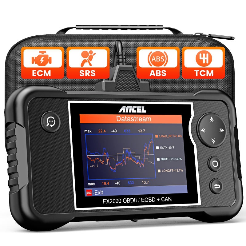 أداة تشخيص ANCEL FX2000 Plus OBD2 مع حقيبة واقية ABS SRS أداة فحص الوسائد الهوائية قارئ رموز المحرك أداة الفحص للسيارة ترقية مجانية مدى الحياة
